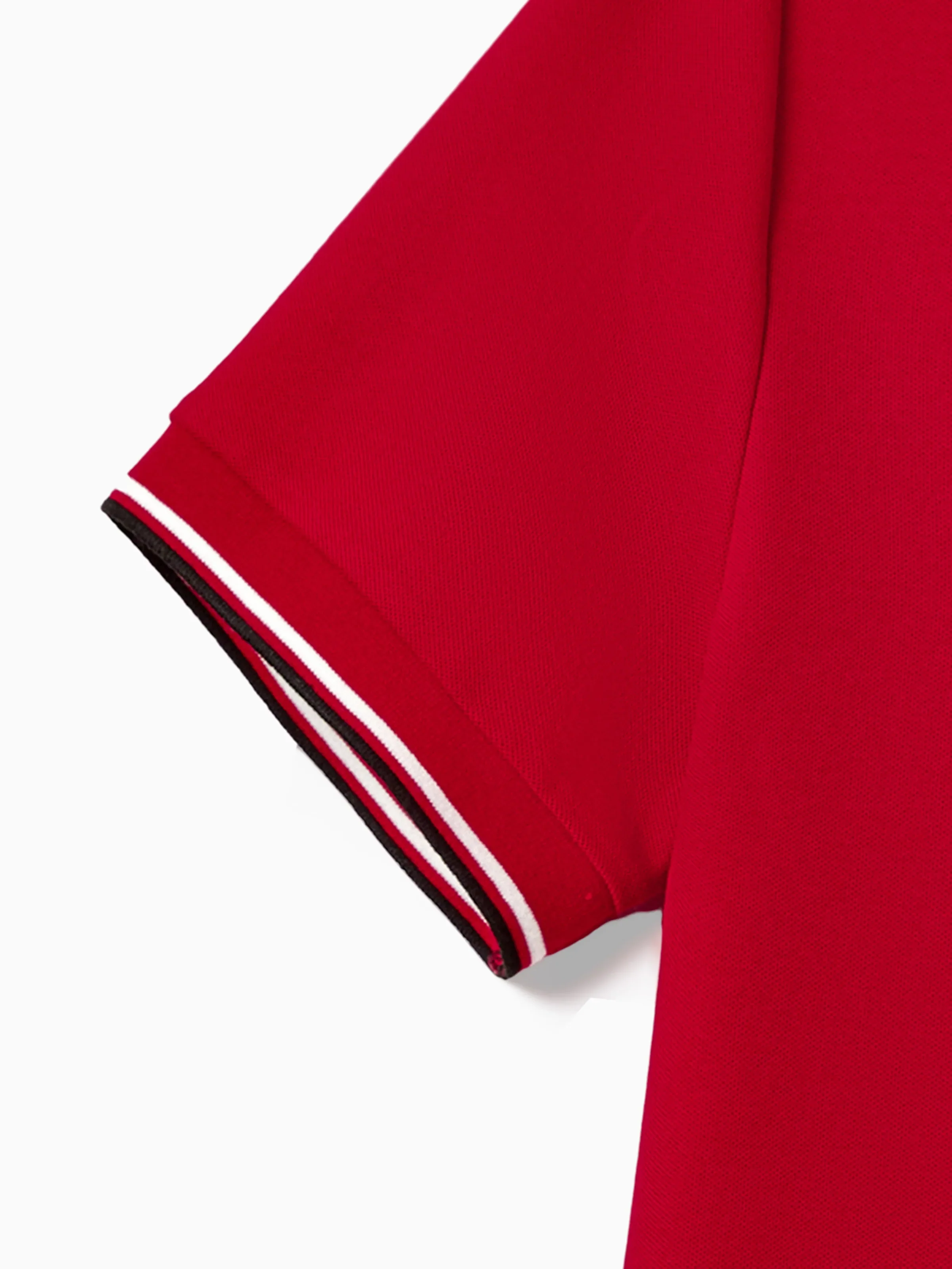 Family Matching Solid Color Short-sleeve Laper-collar Tops and Mermaid/Mesh Dresses Sets Red - Image 18