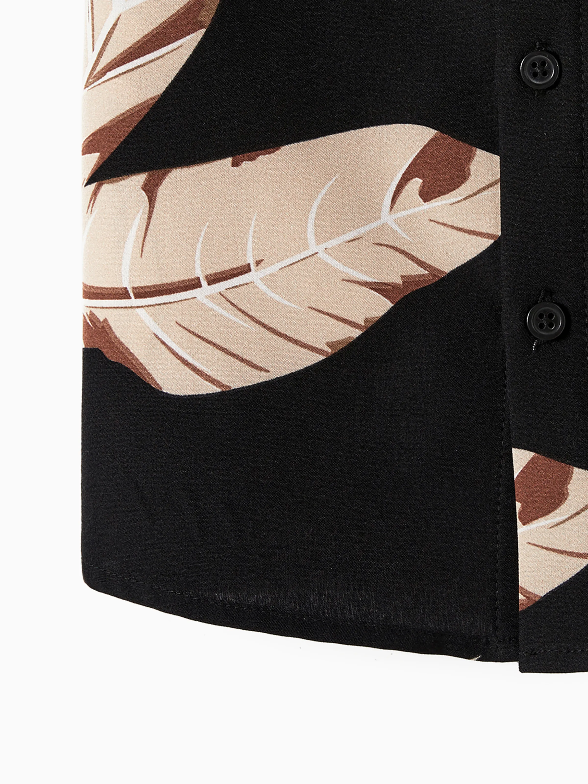 Family Matching Solid Leaf Sleeveless Halter Dresses And Short Sleeve Tops Sets Black - Image 21