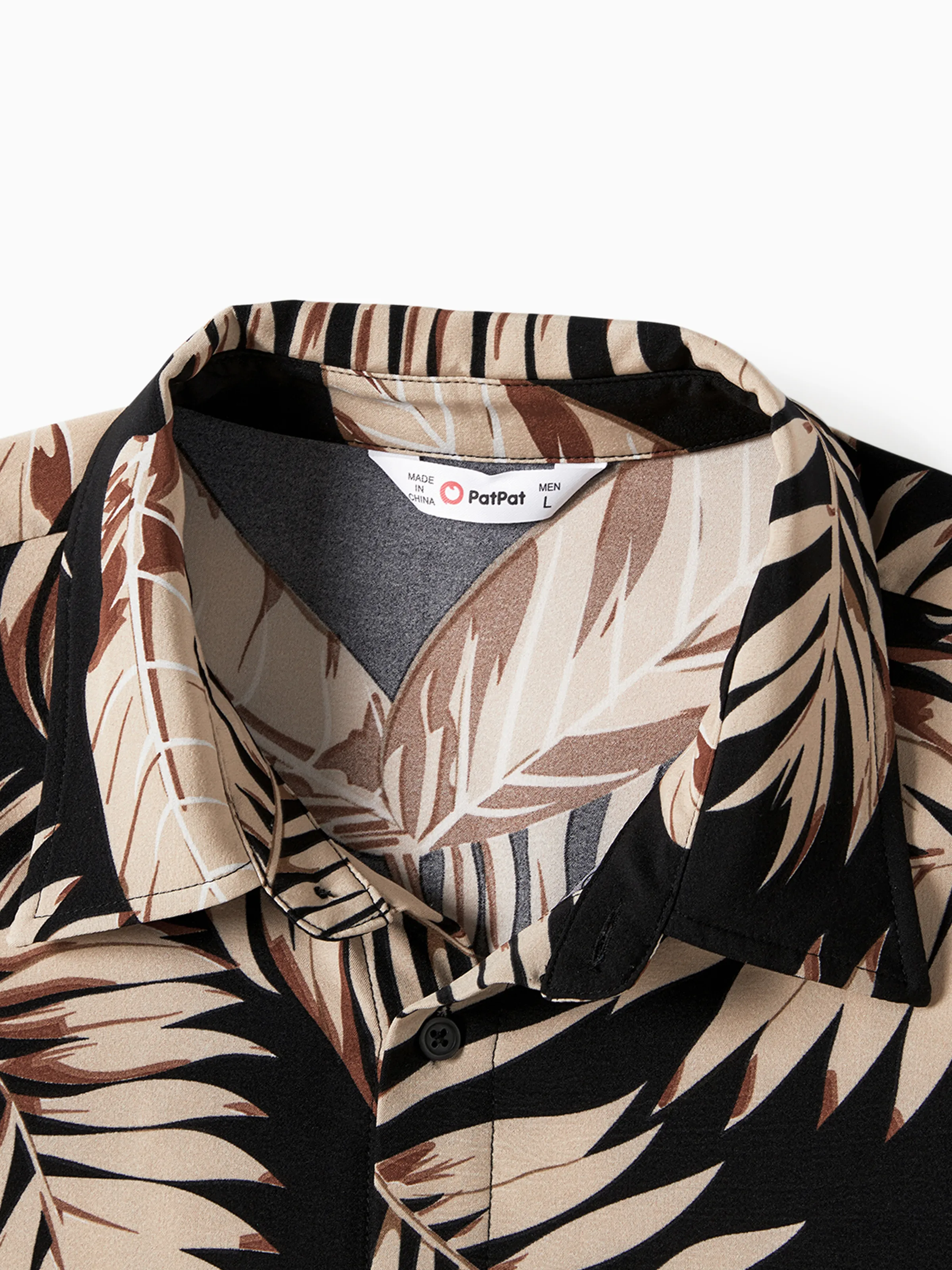 Family Matching Solid Leaf Sleeveless Halter Dresses And Short Sleeve Tops Sets Black - Image 24