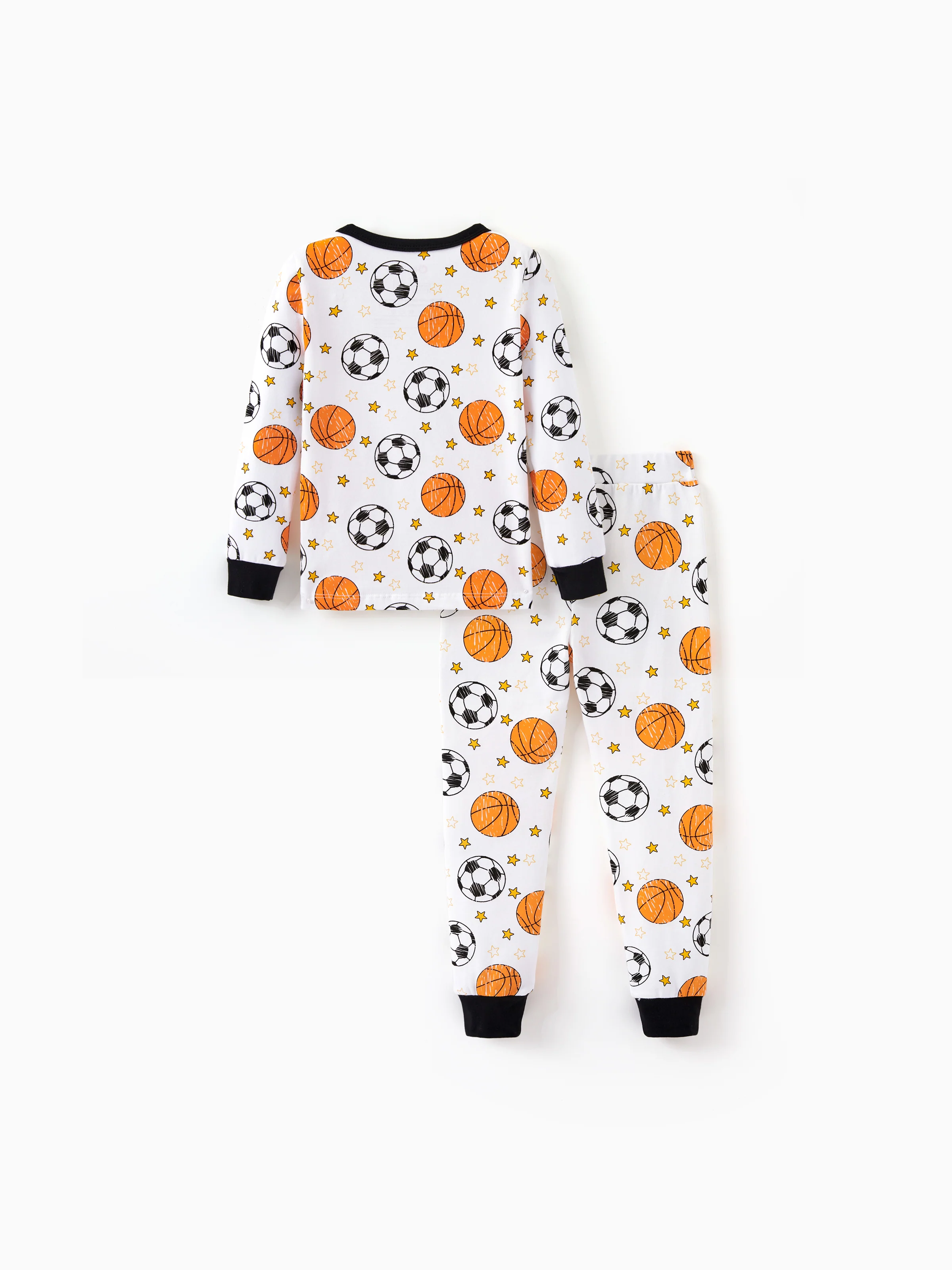 Halloween Pajamas Set with Childlike Print 2-piece Snug fit Organic Cotton Pajamas for Toddler / Kids Girls / Boys White - Image 4