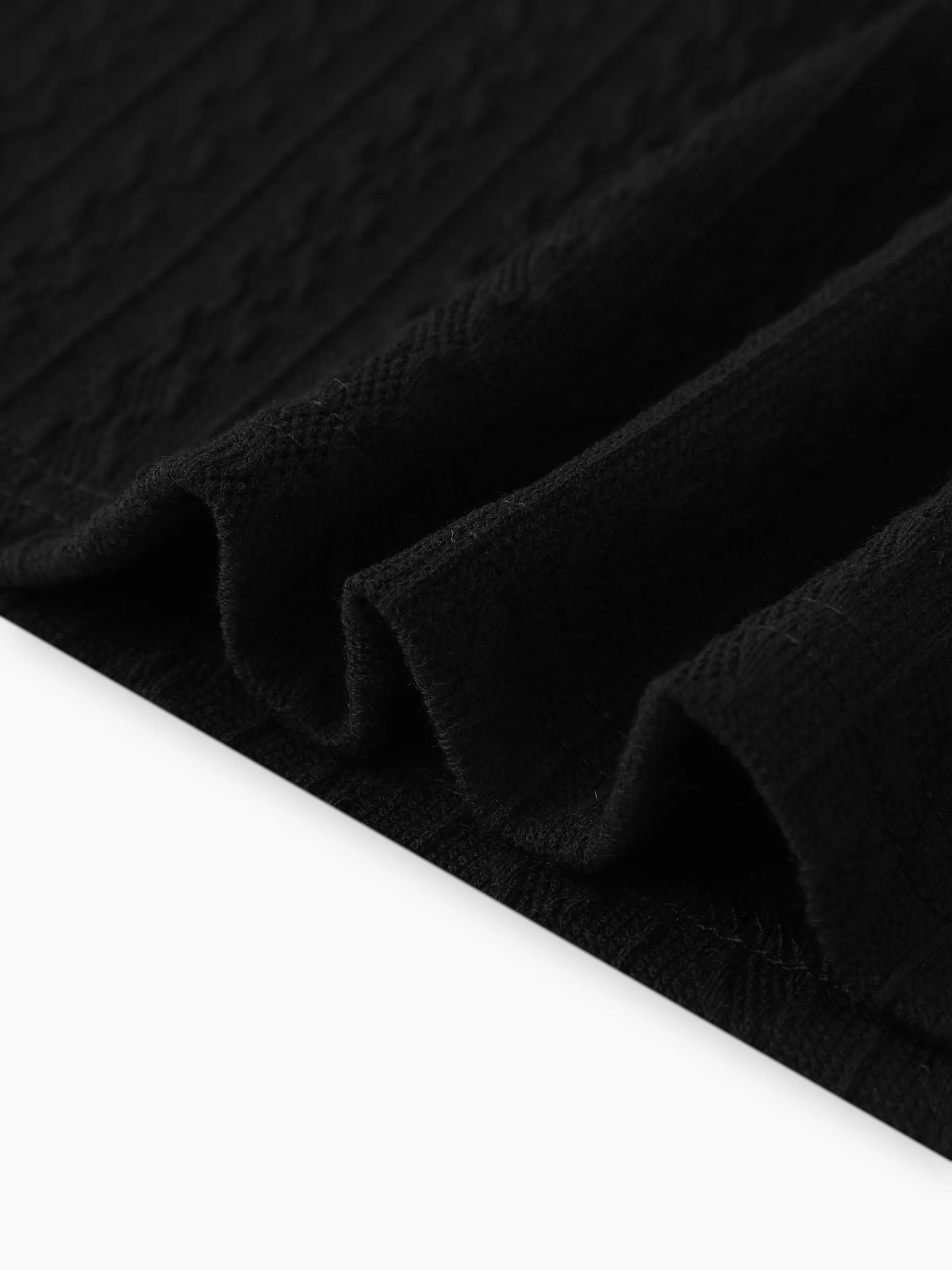 Kid Girl Avant-garde Solid Color Lapel Design Long Sleeve Dress Black - Image 7