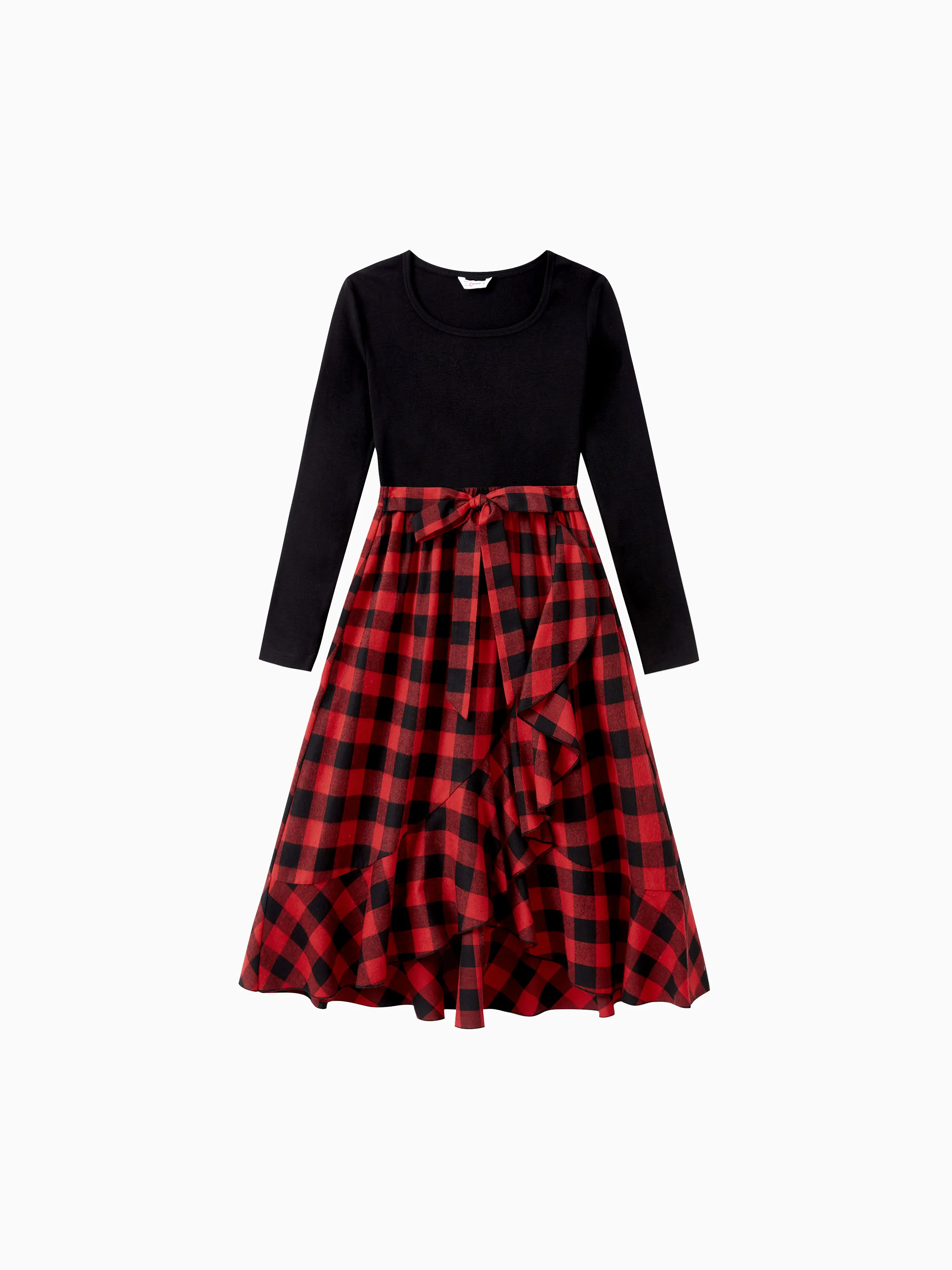 Matching Family Outfits Black and Red Plaid Co-ord Sets Hi-Low Flowy Hemline redblack - Image 5