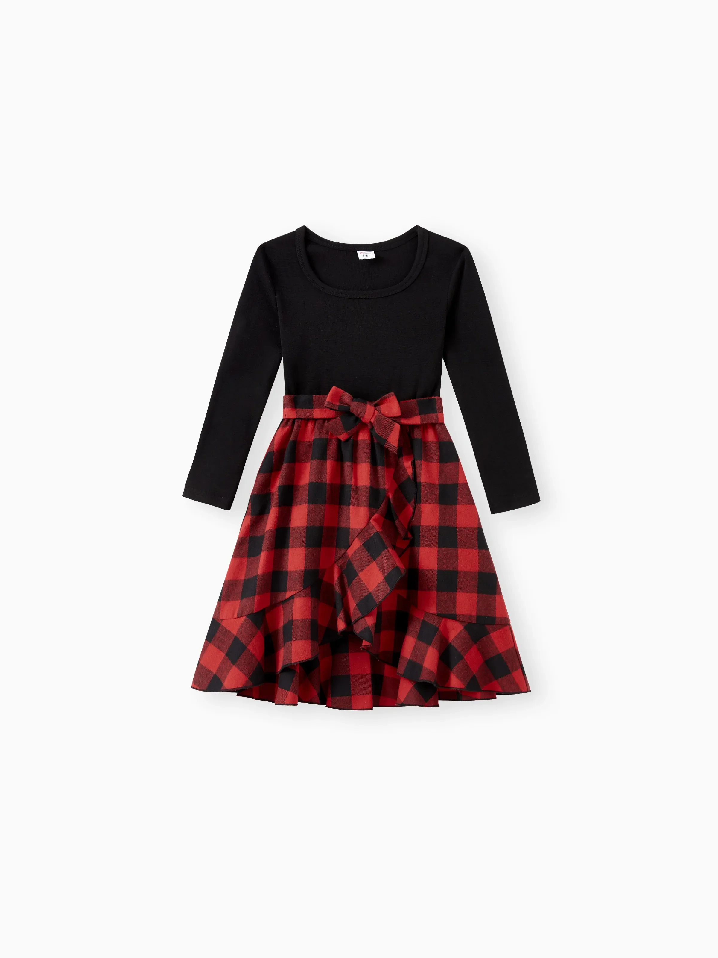 Matching Family Outfits Black and Red Plaid Co-ord Sets Hi-Low Flowy Hemline redblack - Image 9