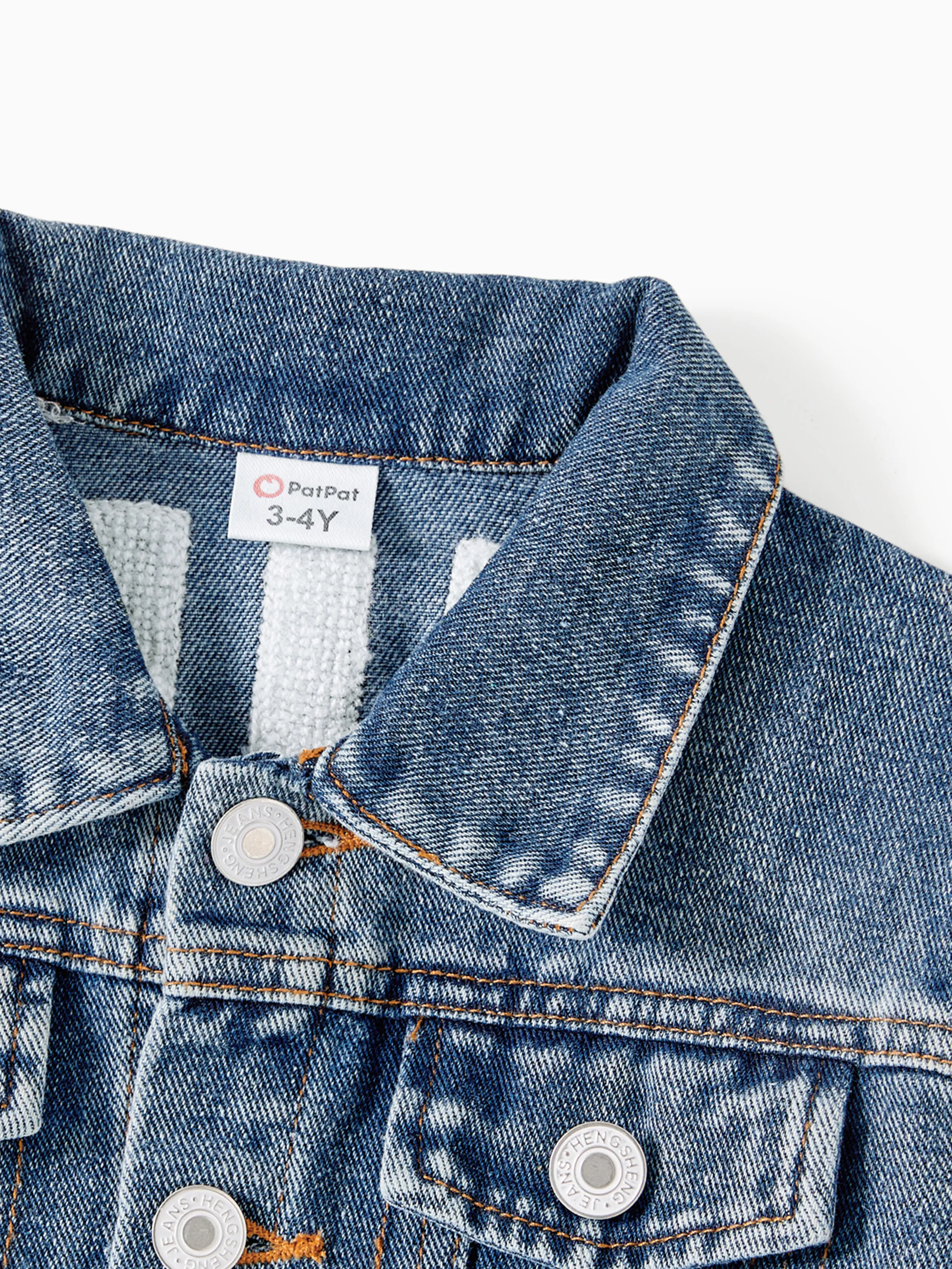 Mom and Me Light Blue Letter Design Long-sleeve Distressed Denim Jackets Light Blue - Image 13