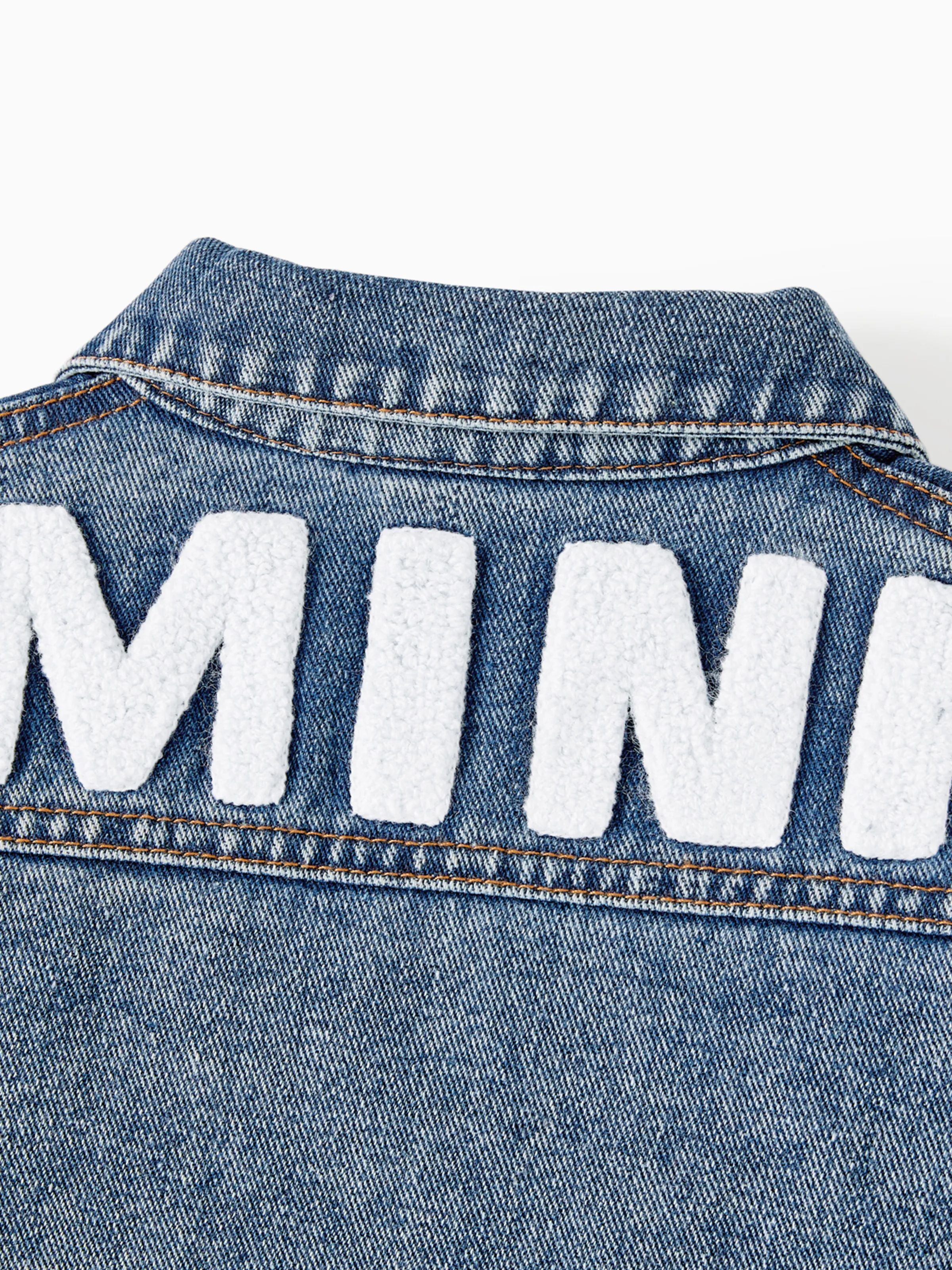 Mom and Me Light Blue Letter Design Long-sleeve Distressed Denim Jackets Light Blue - Image 15