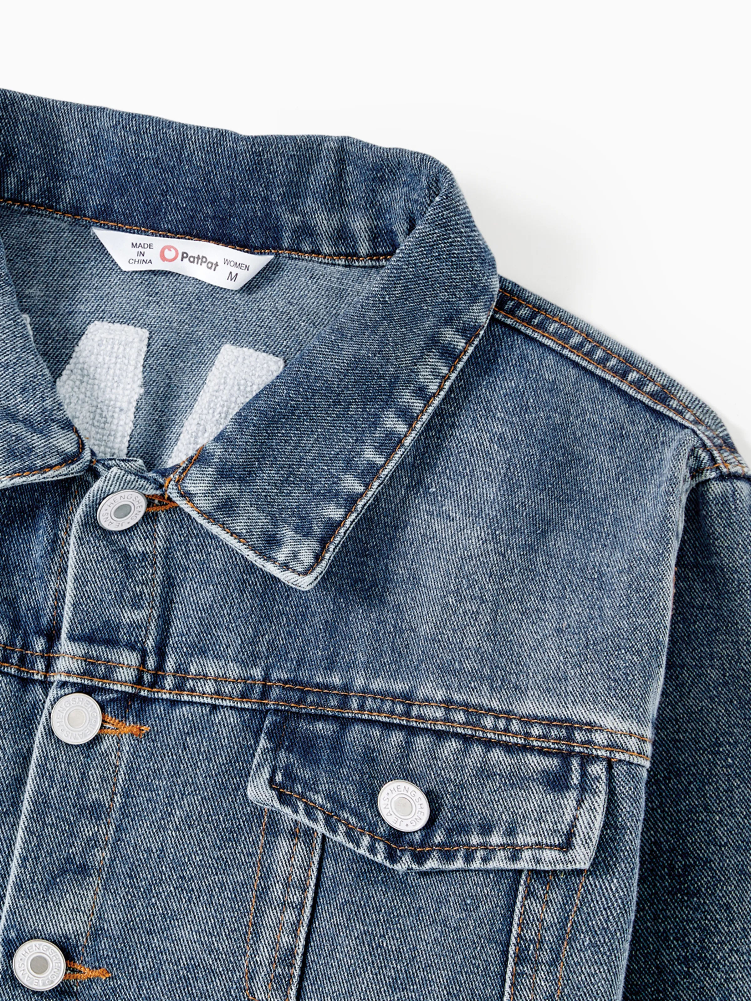 Mom and Me Light Blue Letter Design Long-sleeve Distressed Denim Jackets Light Blue - Image 4