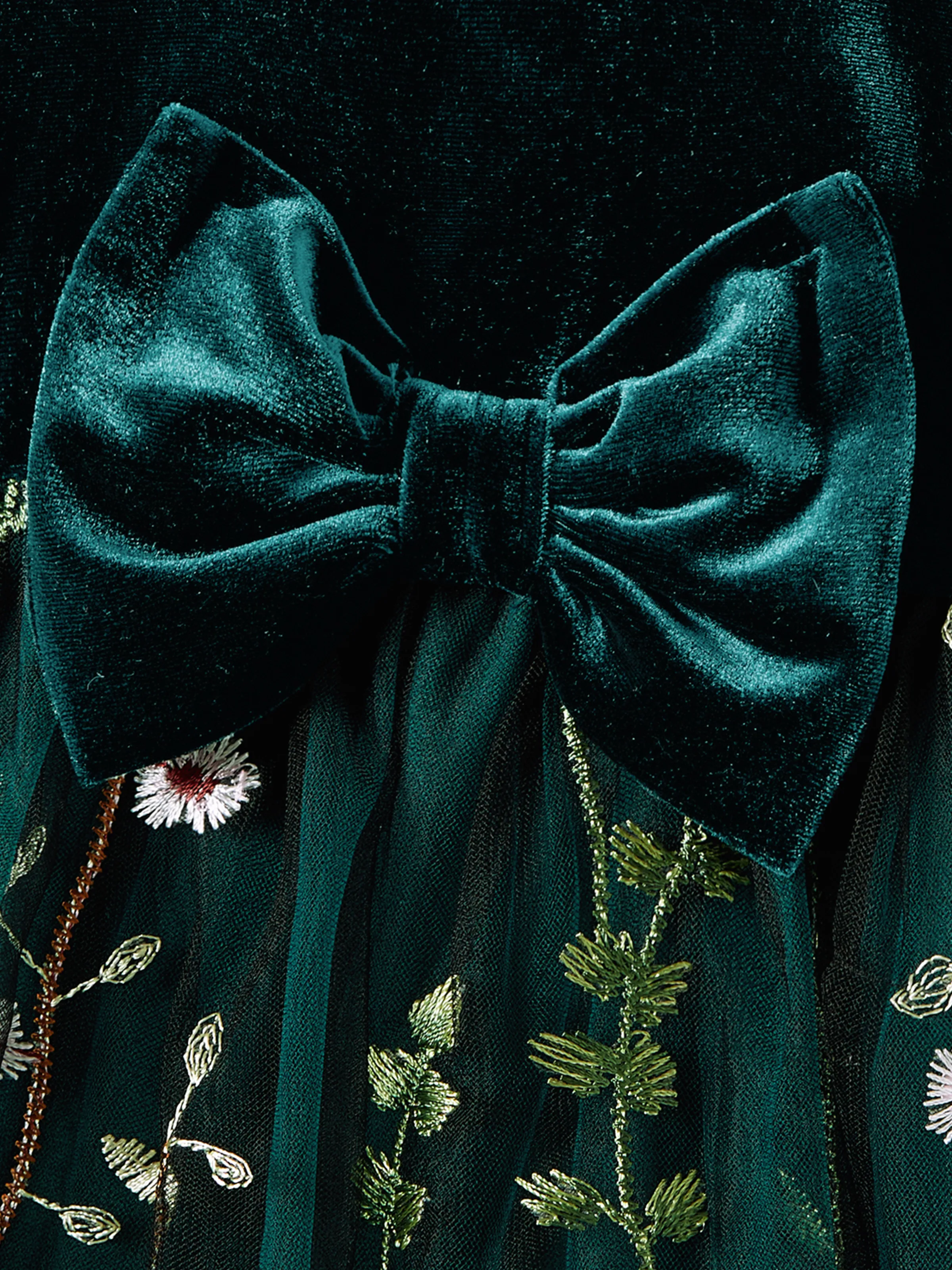 Mommy and Me Casual Dresses - Big Flower Print, Medium Thickness, Short Sleeve, Opaque, Regular Fit Dark Green - Image 10