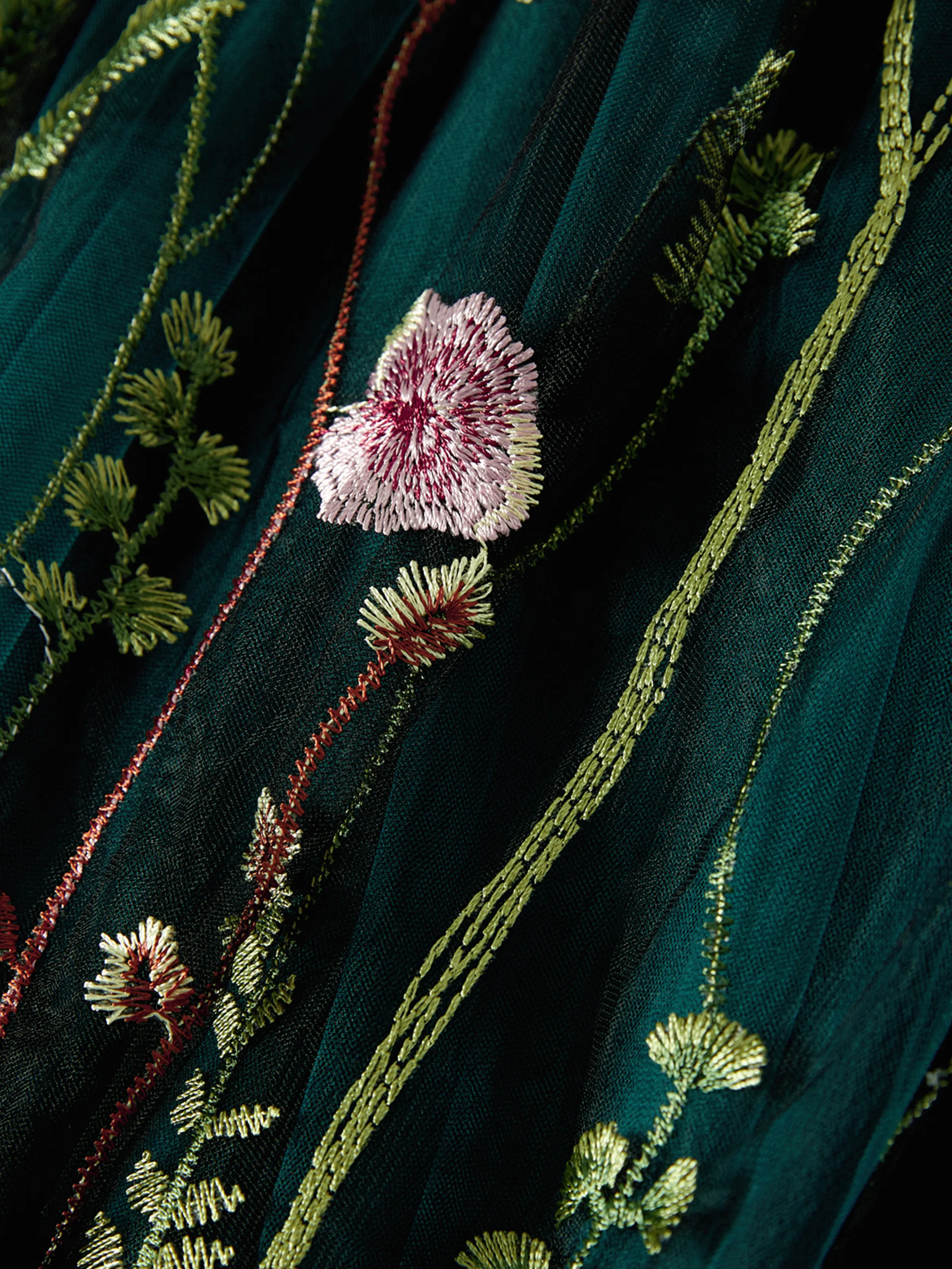 Mommy and Me Casual Dresses - Big Flower Print, Medium Thickness, Short Sleeve, Opaque, Regular Fit Dark Green - Image 15