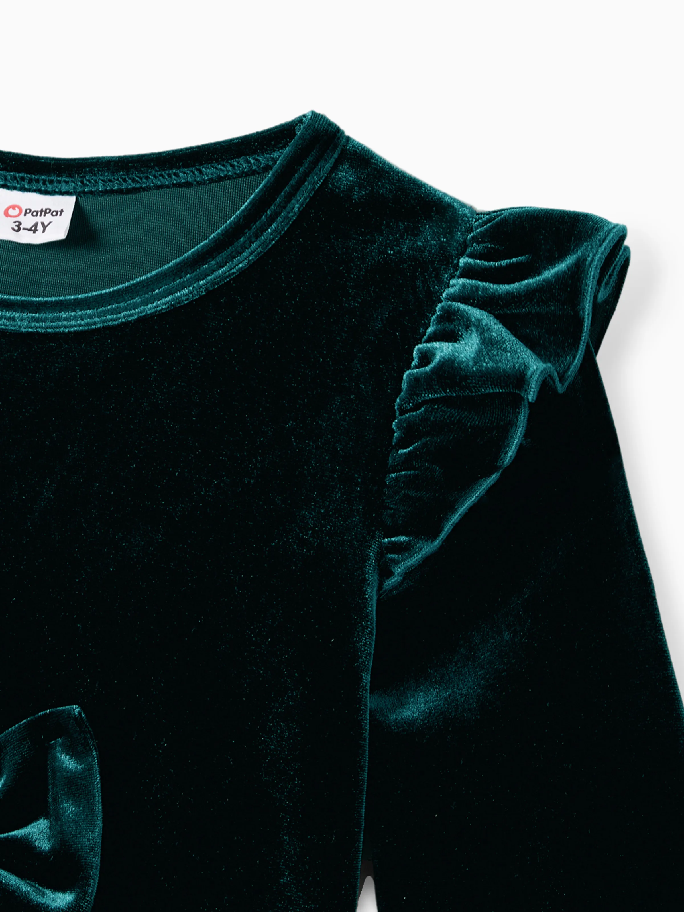 Mommy and Me Casual Dresses - Big Flower Print, Medium Thickness, Short Sleeve, Opaque, Regular Fit Dark Green - Image 8