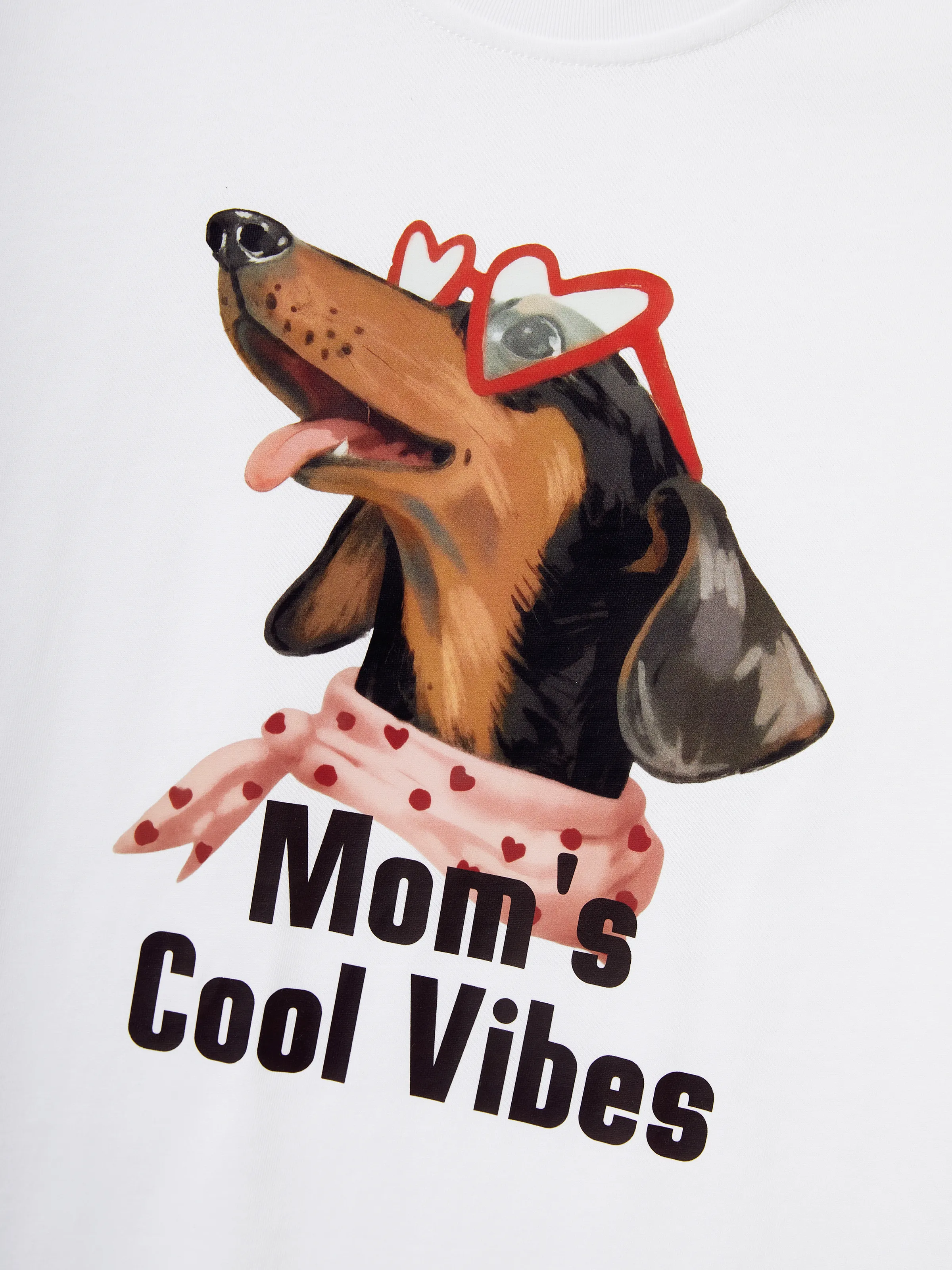 Mommy and Me Dachshund Graphic Tees "Mom's Cool Vibes" Matching Cotton Doggy Print T-Shirt White - Image 5