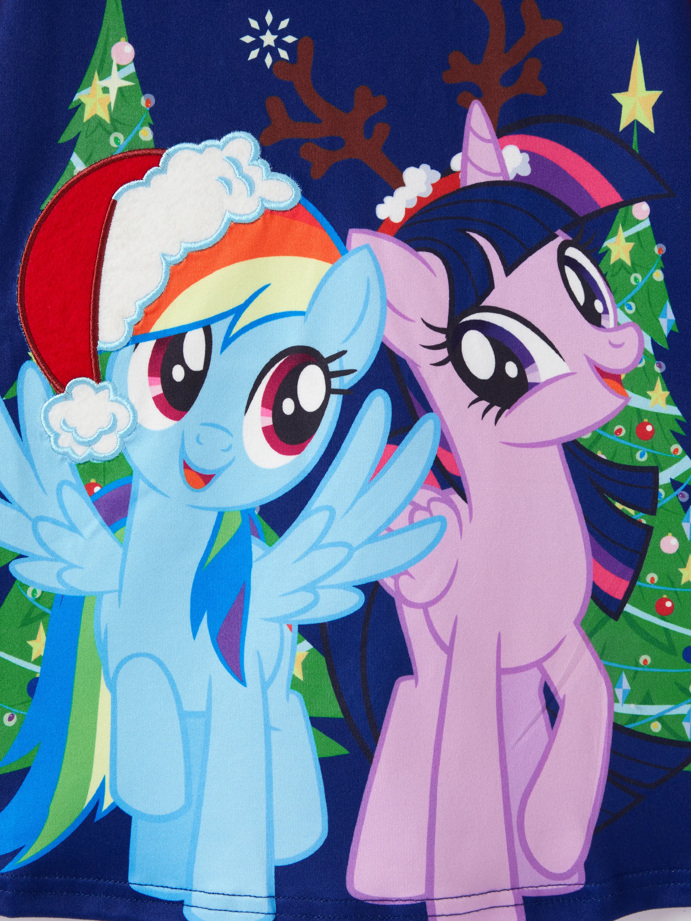 My Little Pony Toddler Girl Rainbow Dash/Twilight Sparkle Christmas Graphic Polyester Spandex Fabric Dress Deep Blue - Image 6