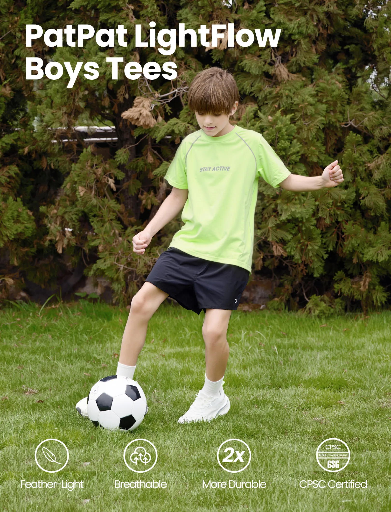 PatPat Lightflow Activewear Kid Boy Athletic Ultra Lightweight & Quick Dry Short Sleeve T-Shirt Green - Image 3