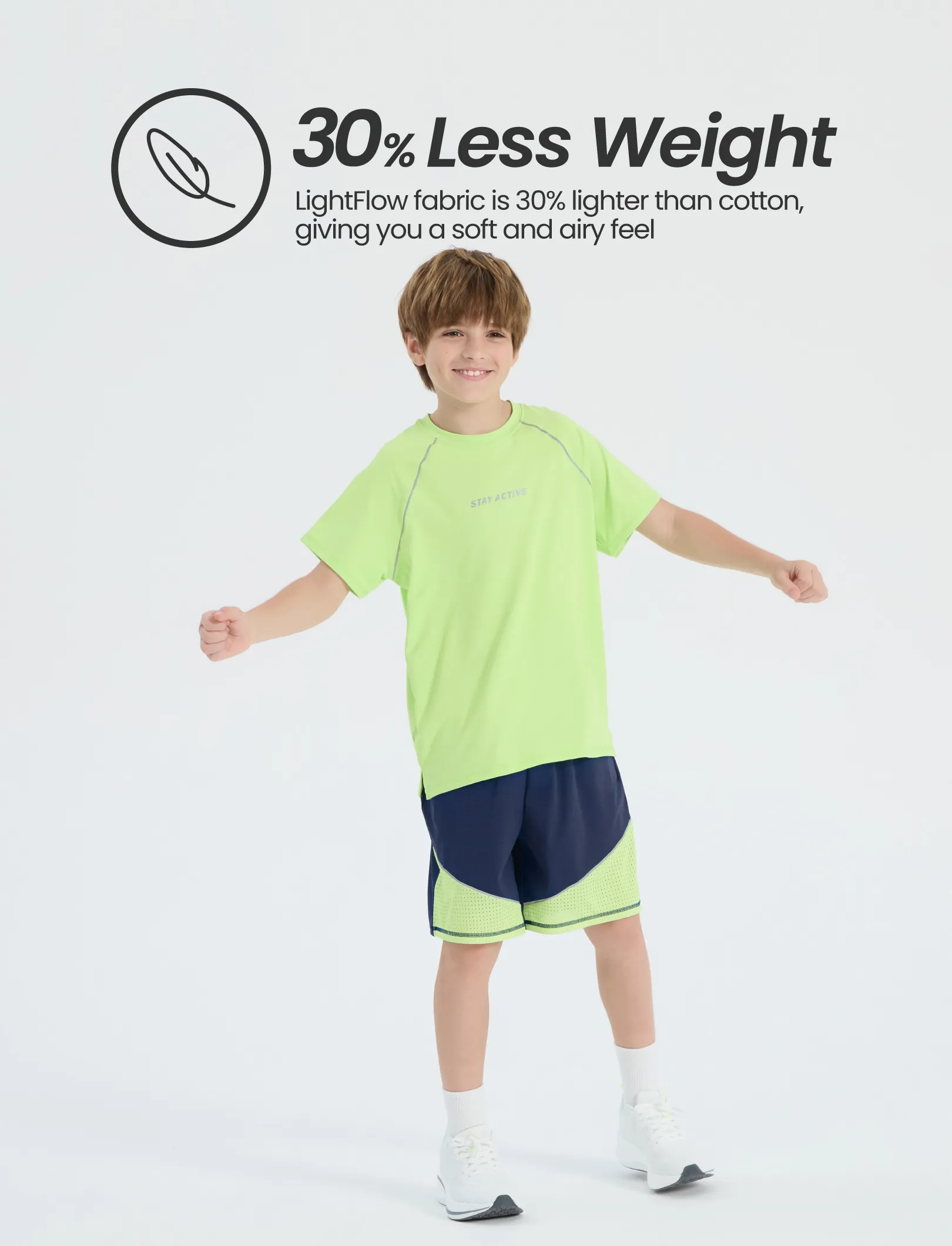 PatPat Lightflow Activewear Kid Boy Athletic Ultra Lightweight & Quick Dry Short Sleeve T-Shirt Green - Image 4
