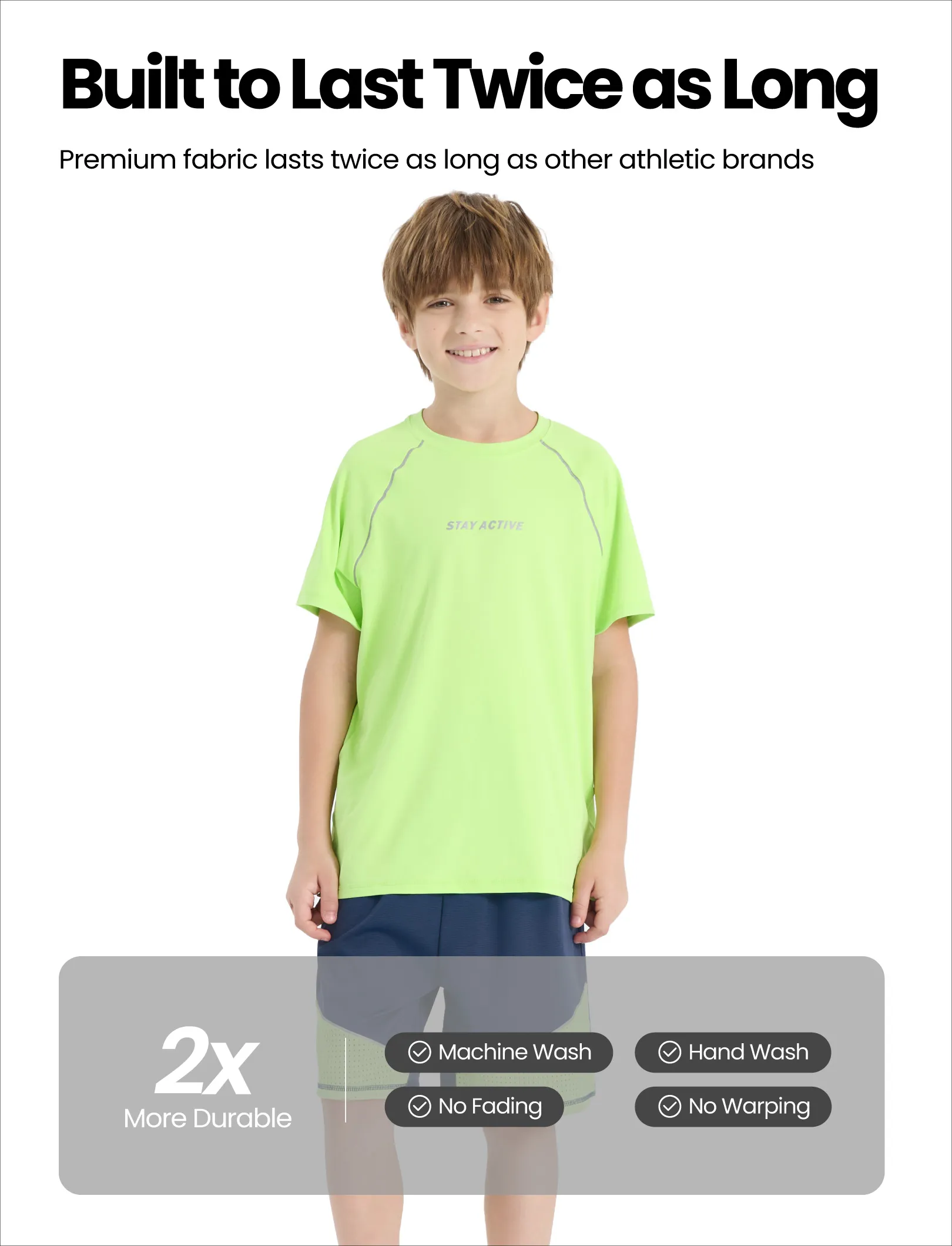 PatPat Lightflow Activewear Kid Boy Athletic Ultra Lightweight & Quick Dry Short Sleeve T-Shirt Green - Image 5