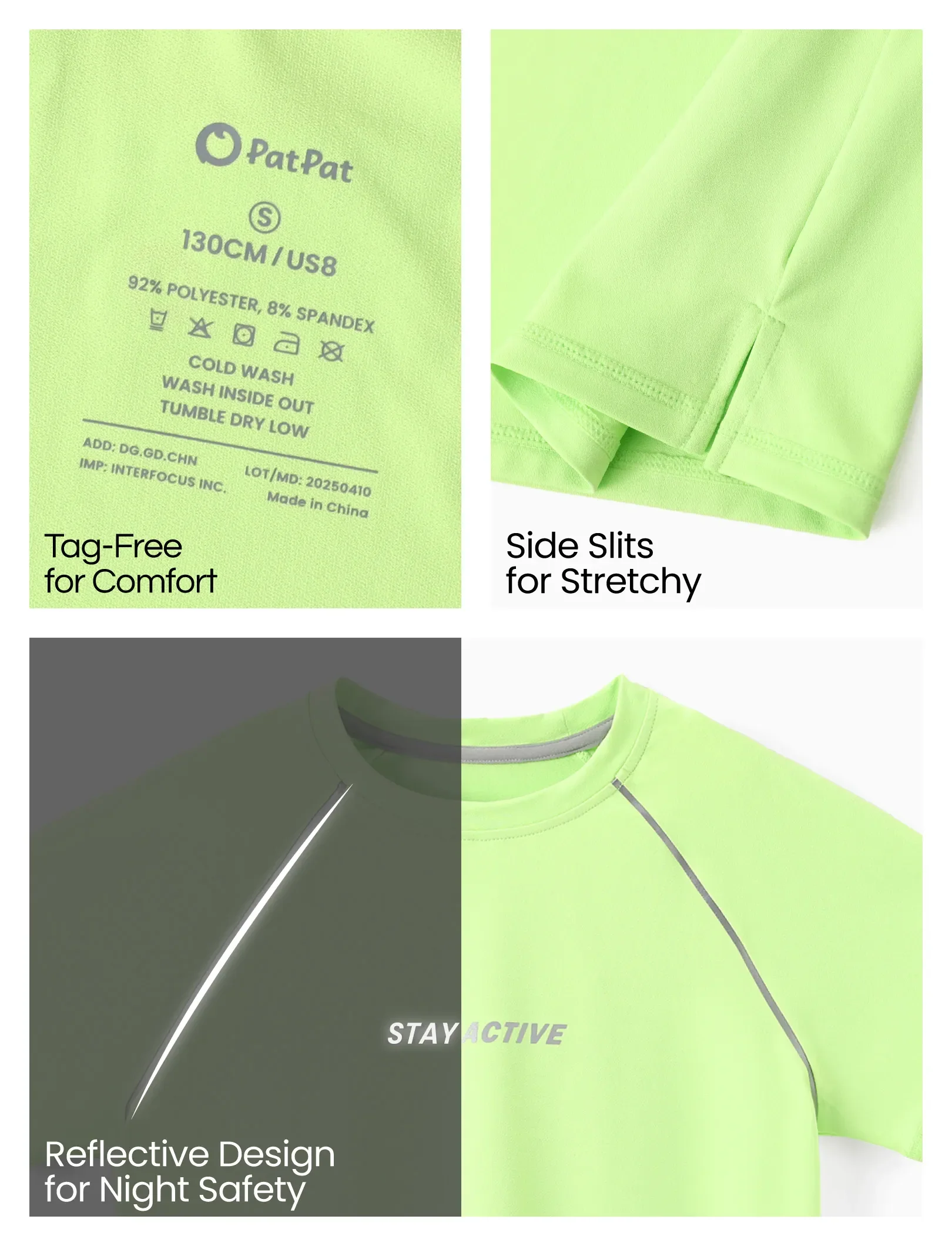 PatPat Lightflow Activewear Kid Boy Athletic Ultra Lightweight & Quick Dry Short Sleeve T-Shirt Green - Image 7