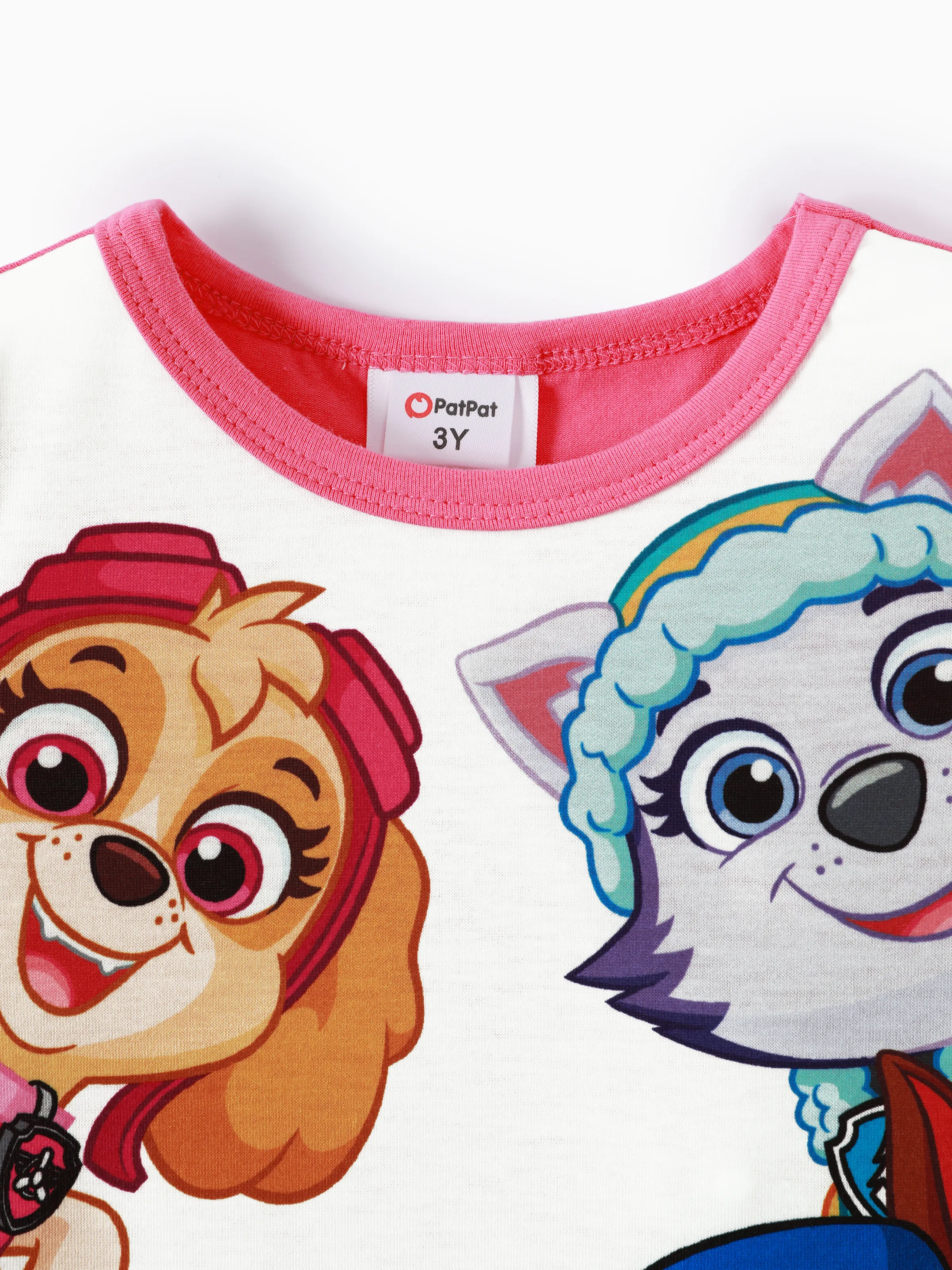 PAW Patrol Toddler Girl Chase Marshall Skye Rubble Everest Letter Print Colorblock Short-sleeve Cotton Dress PinkyWhite - Image 3