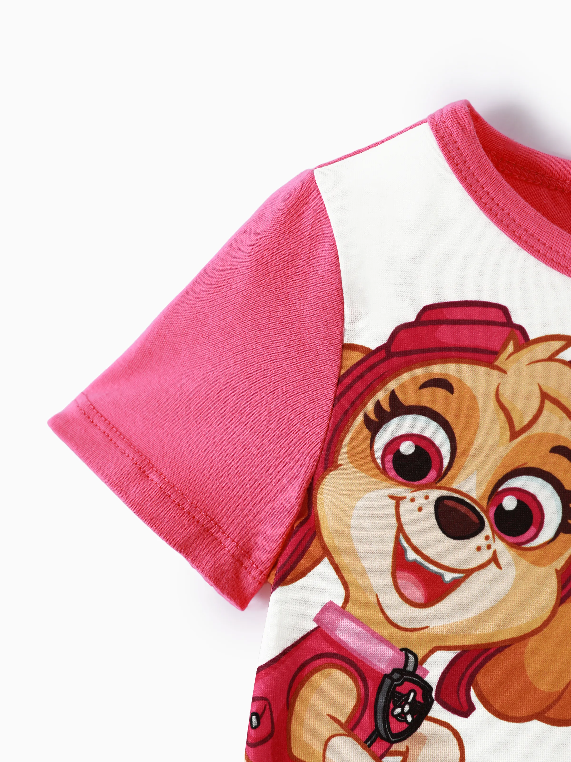 PAW Patrol Toddler Girl Chase Marshall Skye Rubble Everest Letter Print Colorblock Short-sleeve Cotton Dress PinkyWhite - Image 5