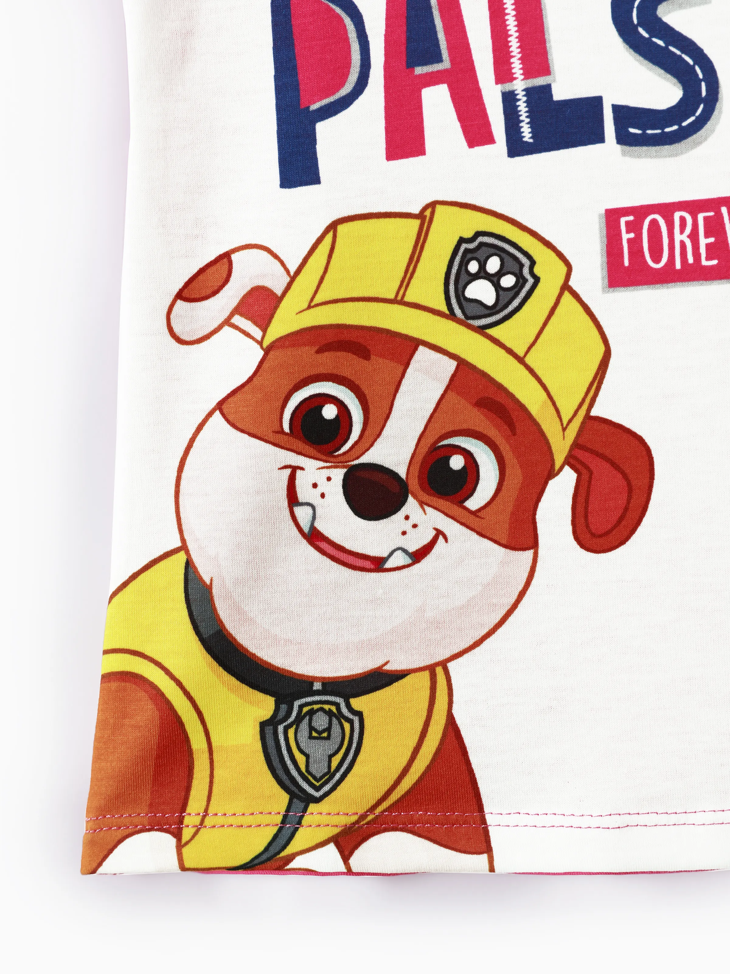 PAW Patrol Toddler Girl Chase Marshall Skye Rubble Everest Letter Print Colorblock Short-sleeve Cotton Dress PinkyWhite - Image 6