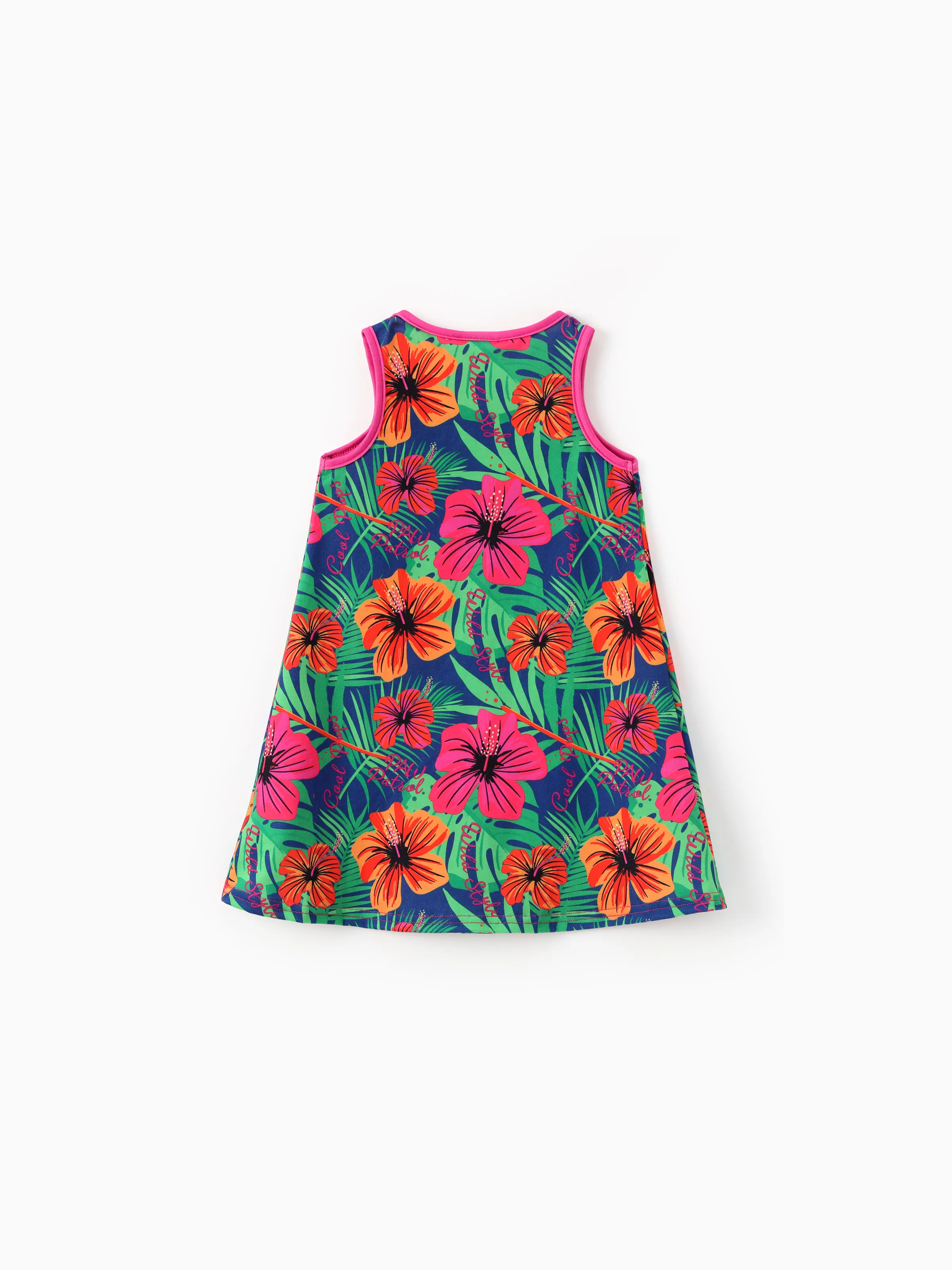PAW Patrol Toddlers Girl 1pc Skye Tropical Plant Sleeveless Dresse Hot Pink - Image 6