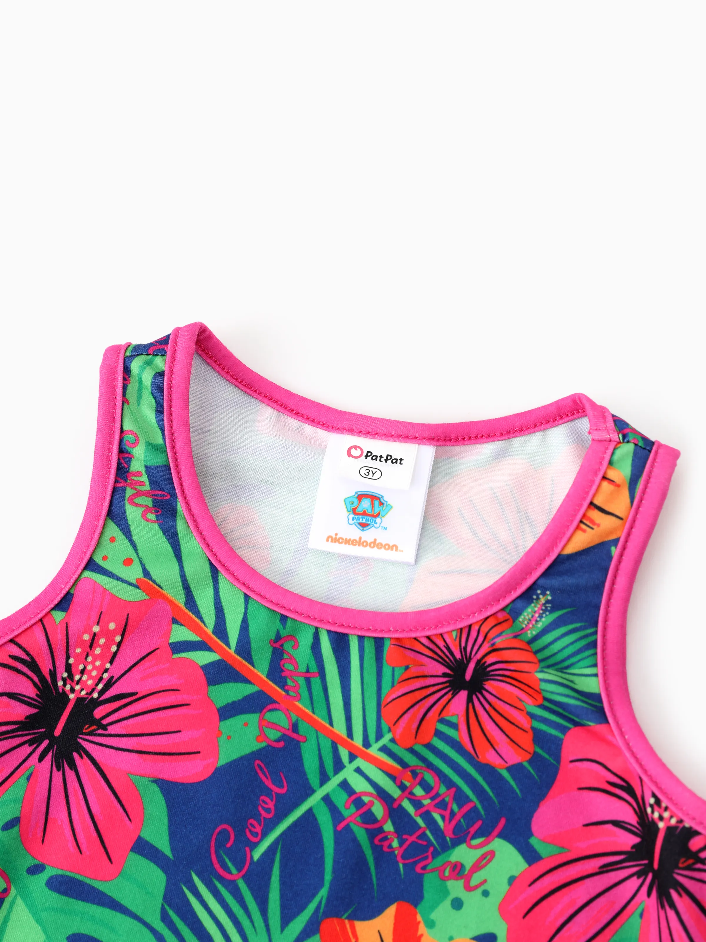 PAW Patrol Toddlers Girl 1pc Skye Tropical Plant Sleeveless Dresse Hot Pink - Image 7