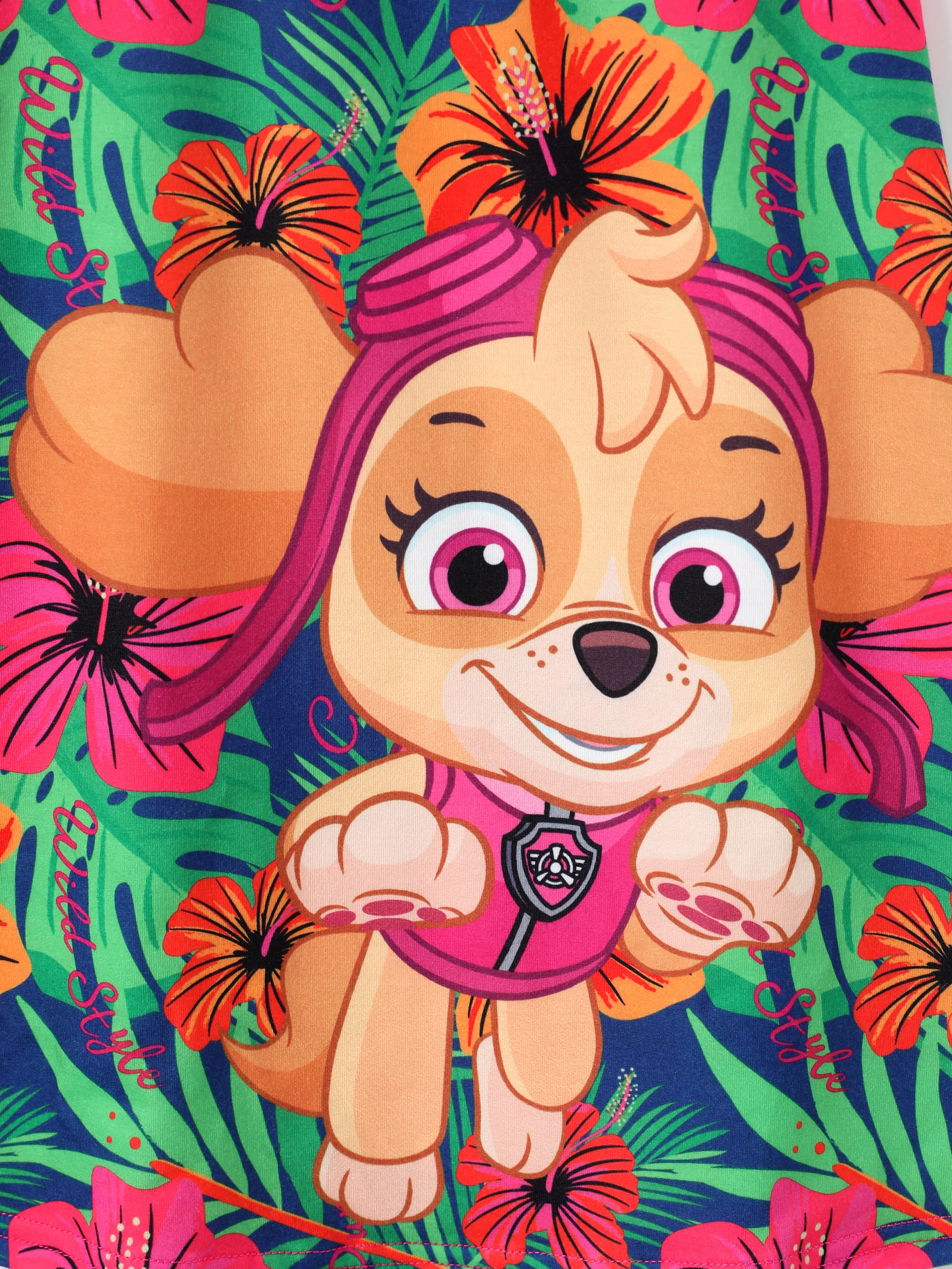 PAW Patrol Toddlers Girl 1pc Skye Tropical Plant Sleeveless Dresse Hot Pink - Image 9