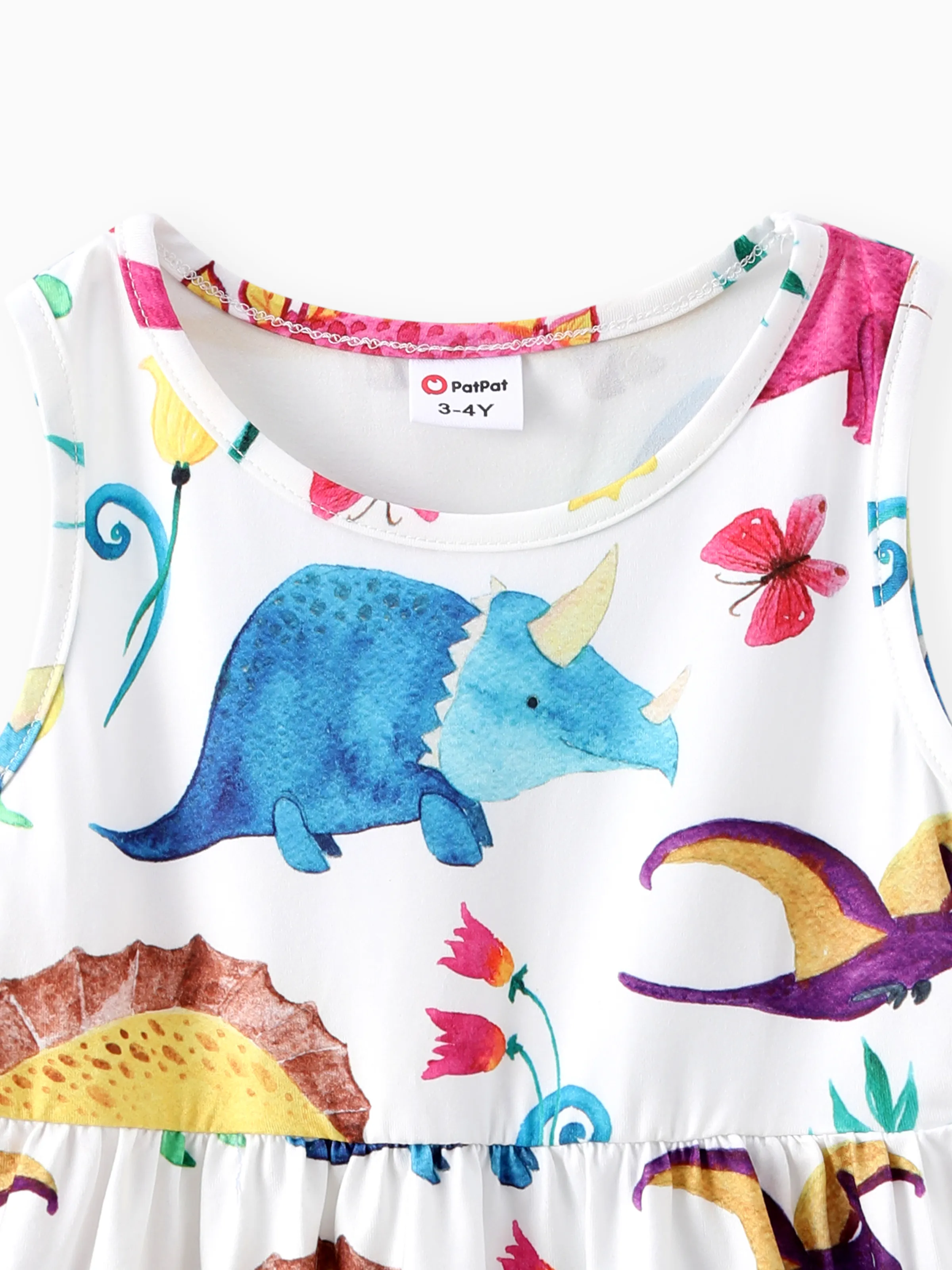 Toddler Girl Animal Dinosaur Print Sleeveless Dress Multi-color - Image 3