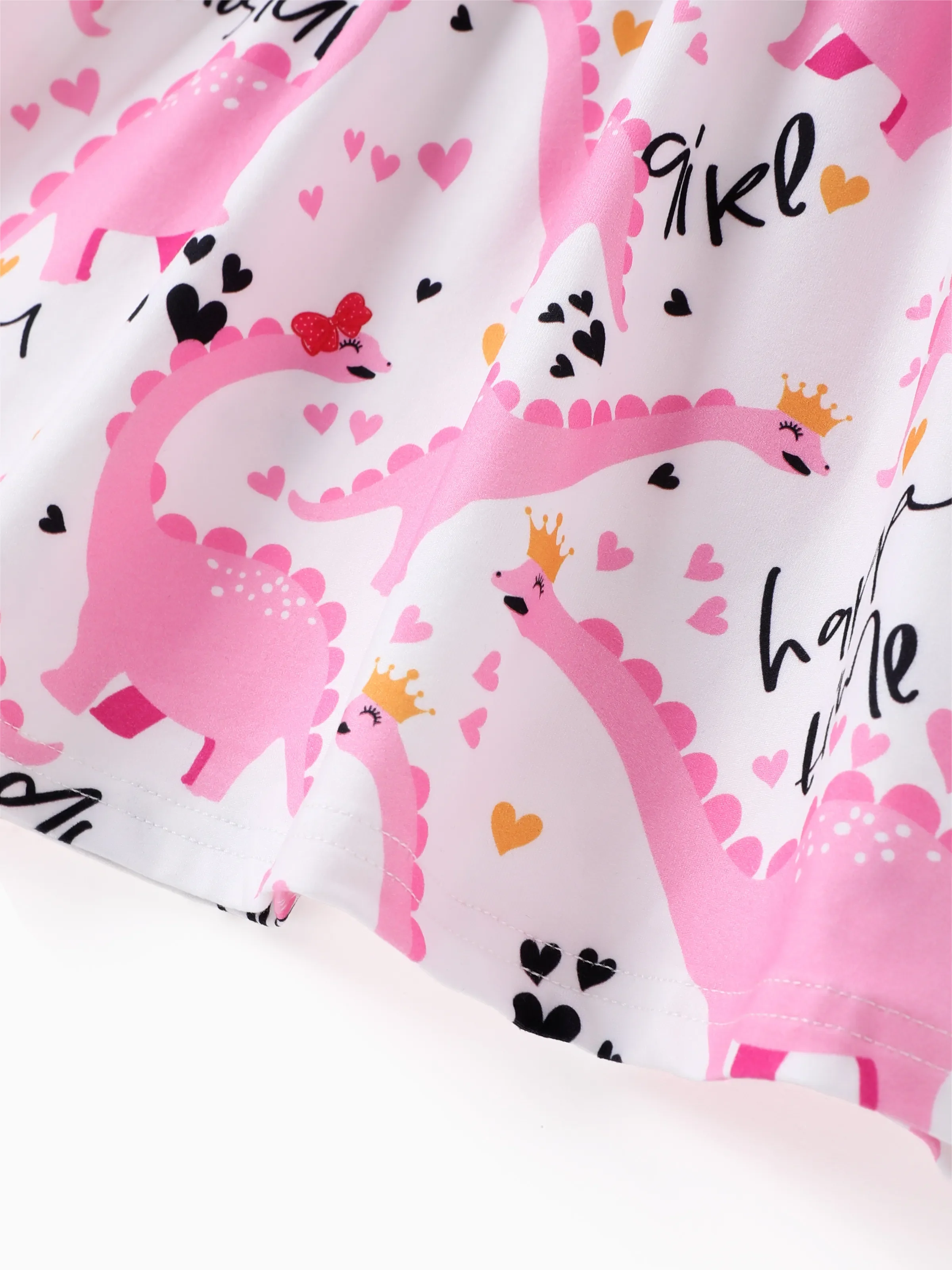 Toddler Girl Animal Dinosaur Print Sleeveless Dress Pink - Image 5