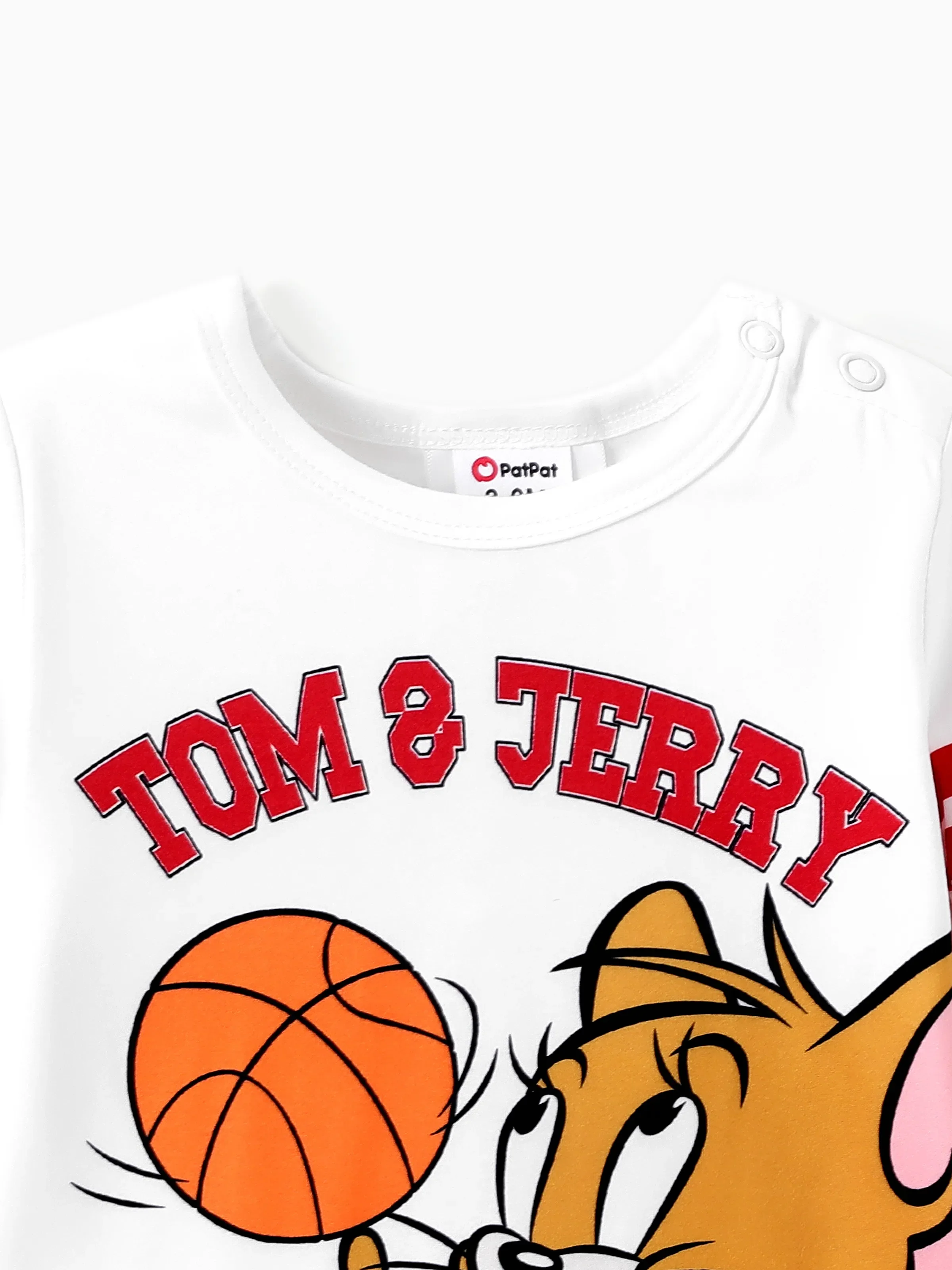 Tom and Jerry Baby Boy Character Print Long-sleeve Bodysuit White - Image 3