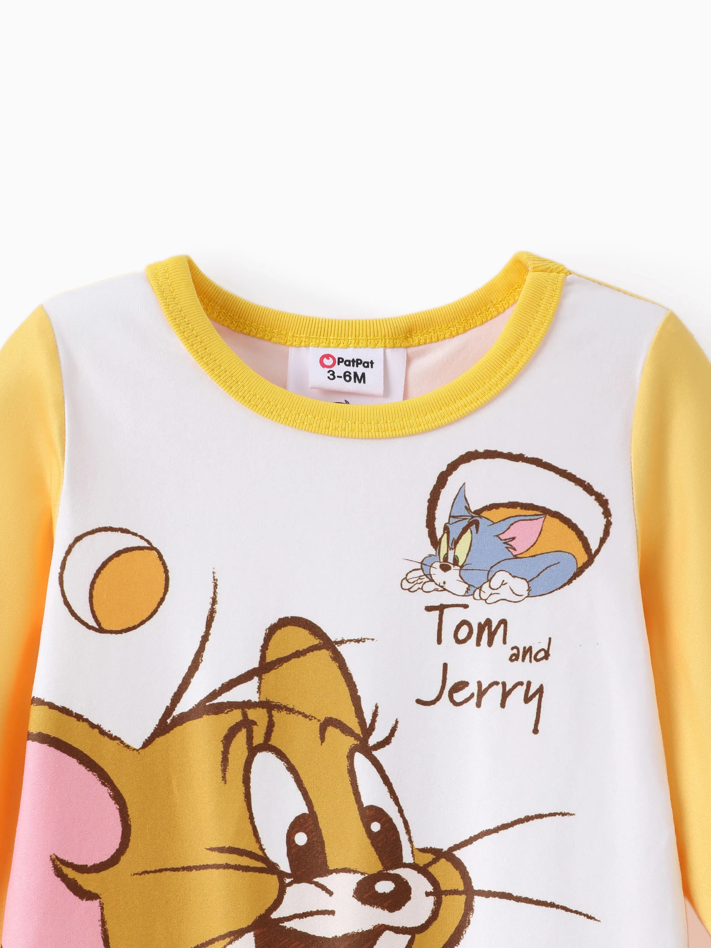 Tom and Jerry Baby Boy/Girl Cute Pattern Print Jumpsuit Yellow - Image 3